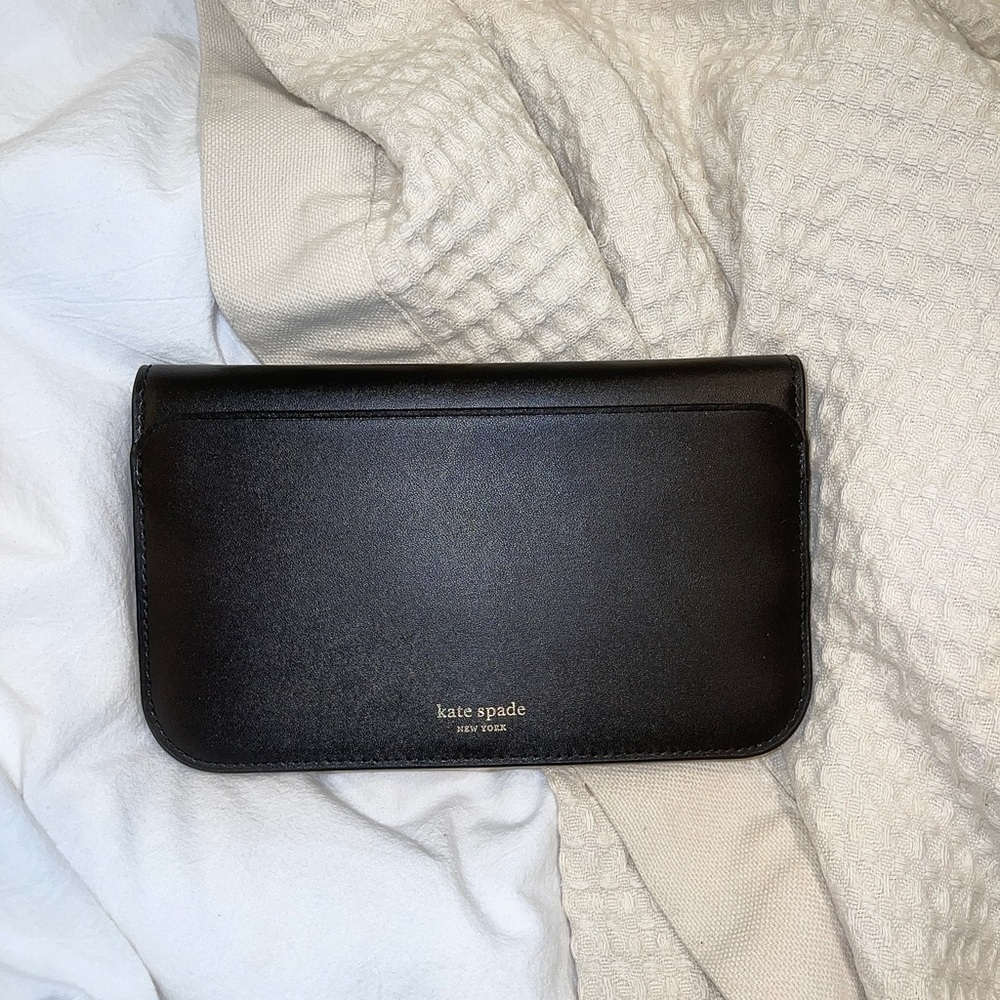Brand New Black Kate Spade Bifold 8” by 5” Snap-Close Clutch Wallet